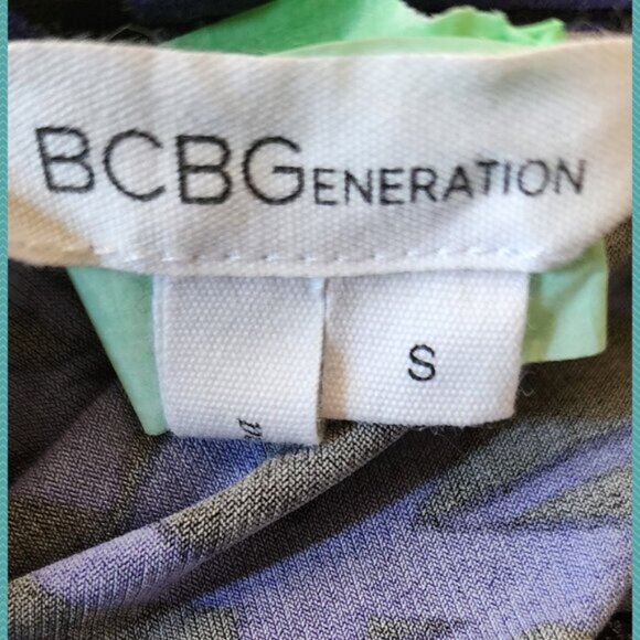 BCBGeneration Purple Artsy Abstract Print Faux Wrap Drape Dress Whimsigoth - Picture 4 of 4